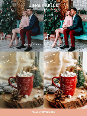 5 Jingle Bells Lightroom Mobile & Desktop Presets, Vibrant Pink Red Christmas Tones, Merry Xmas Holiday Photo Editing Filter for Instagram