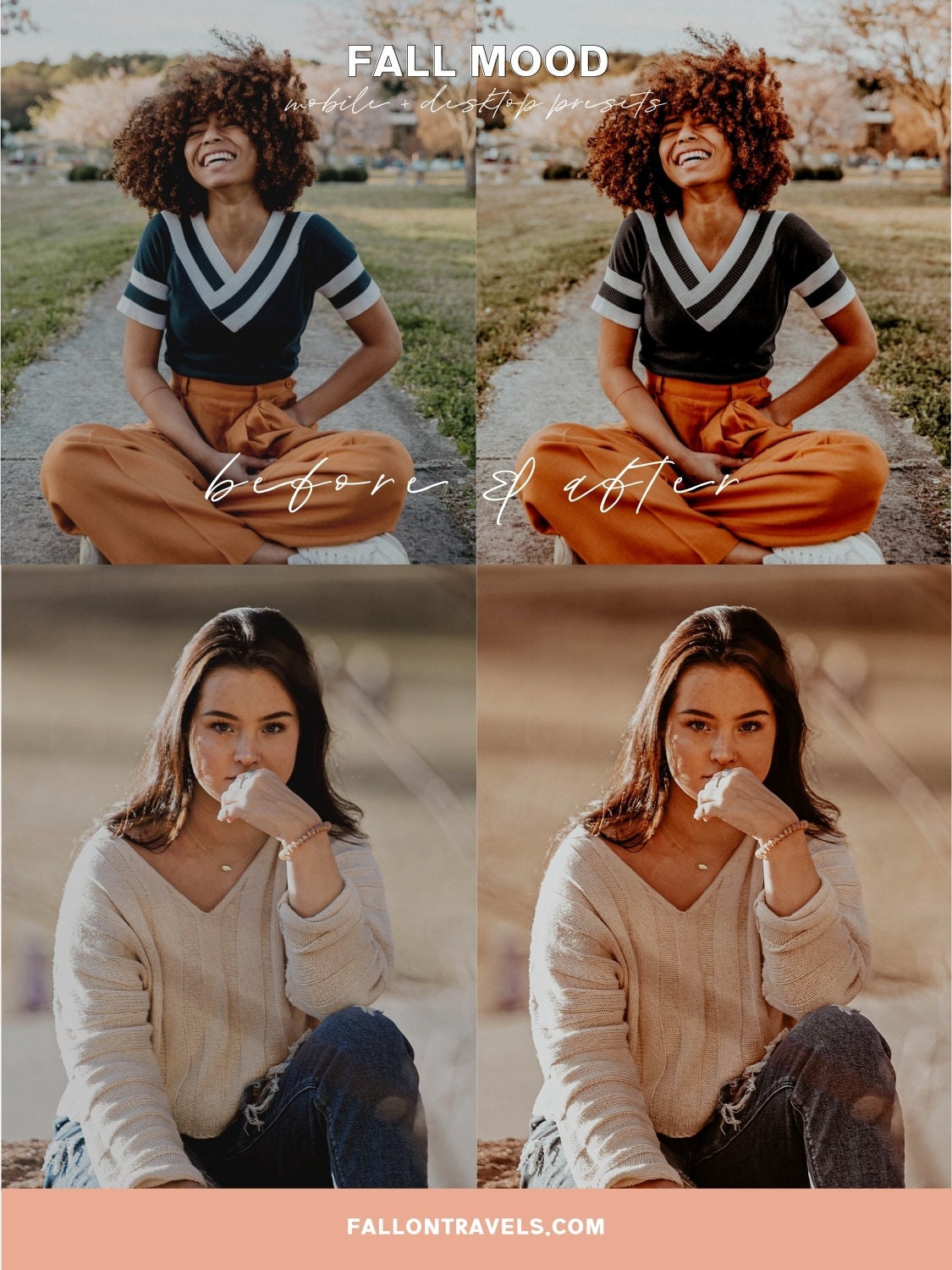 5 Fall Mood Lightroom Mobile Presets & Desktop, Moody Halloween Tones, Photo Editing Filter for Instagram, Warm Dark Colors