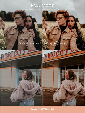 5 Fall Mood Lightroom Mobile Presets & Desktop, Moody Halloween Tones, Photo Editing Filter for Instagram, Warm Dark Colors