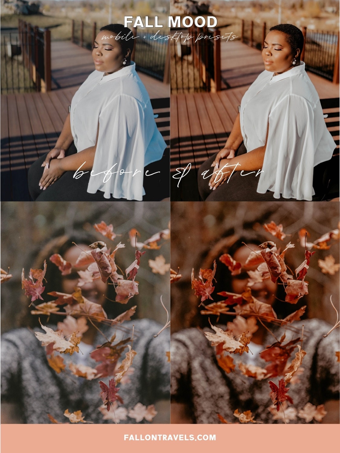 5 Fall Mood Lightroom Mobile Presets & Desktop, Moody Halloween Tones, Photo Editing Filter for Instagram, Warm Dark Colors