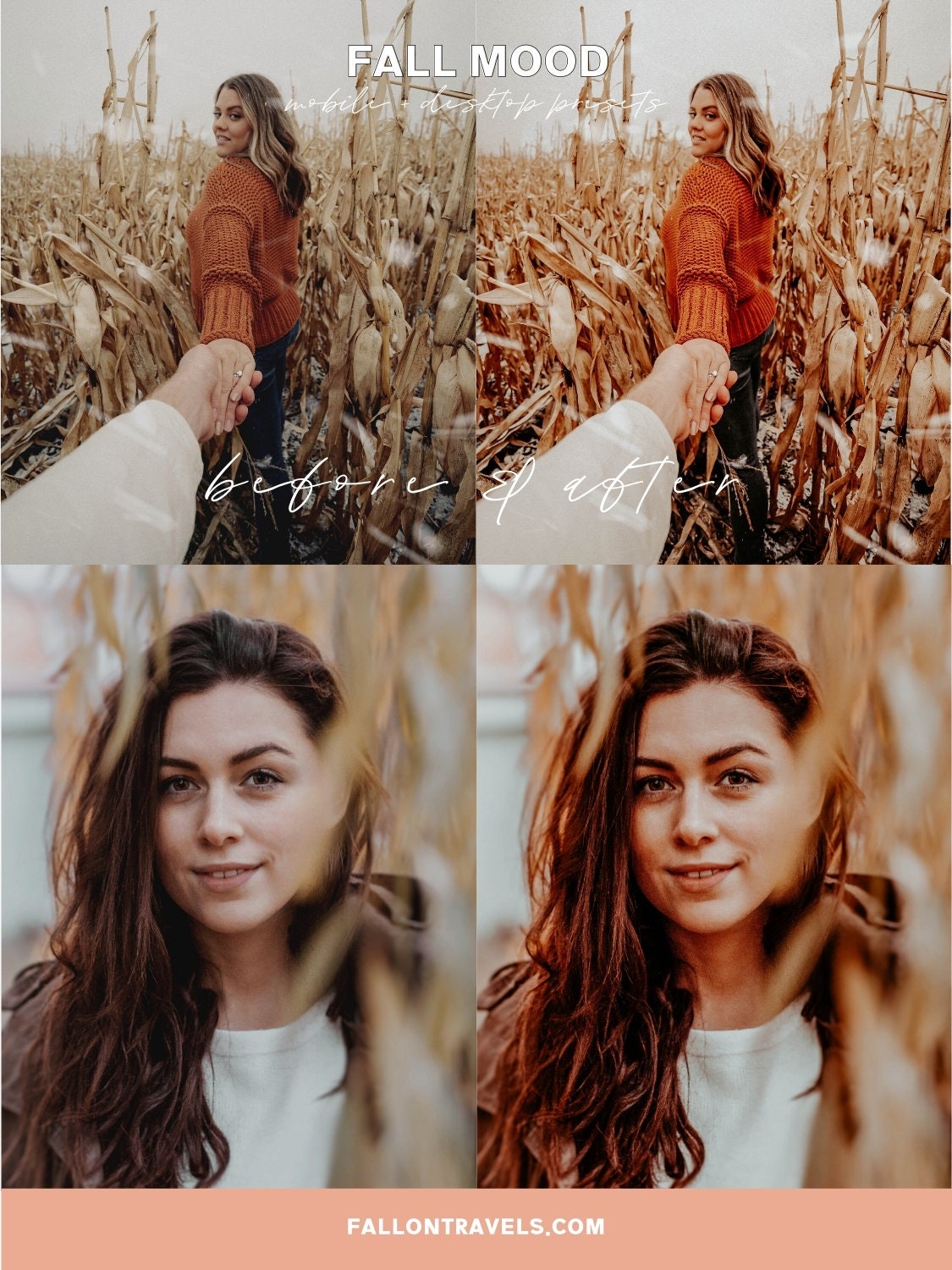 5 Fall Mood Lightroom Mobile Presets & Desktop, Moody Halloween Tones, Photo Editing Filter for Instagram, Warm Dark Colors