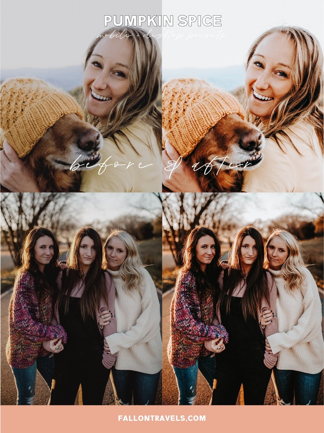 5 Pumpkin Spice Mobile & Desktop Lightroom Presets, Warm Fall Photo Editing Filter for Instagram Blogger, Holiday Outdoor Preset