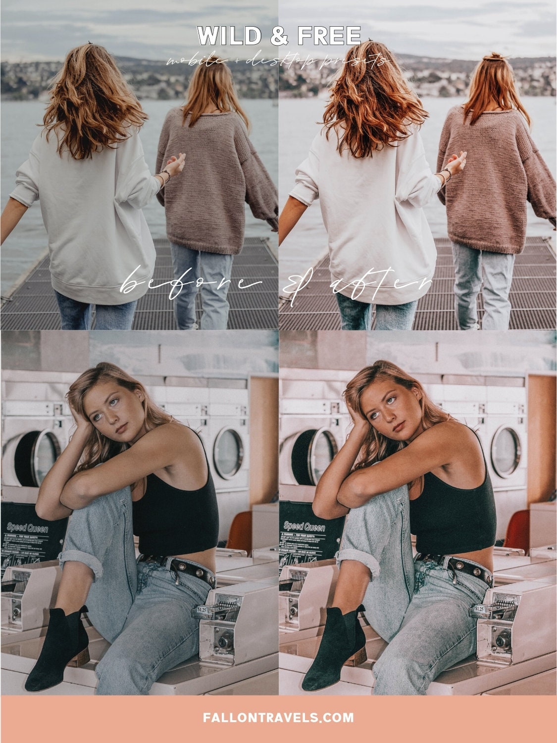 5 Pink Boho Lightroom Mobile & Desktop Presets, Bohemian Chic Photo Editing for Instagram, Dark Blush Tone Filter