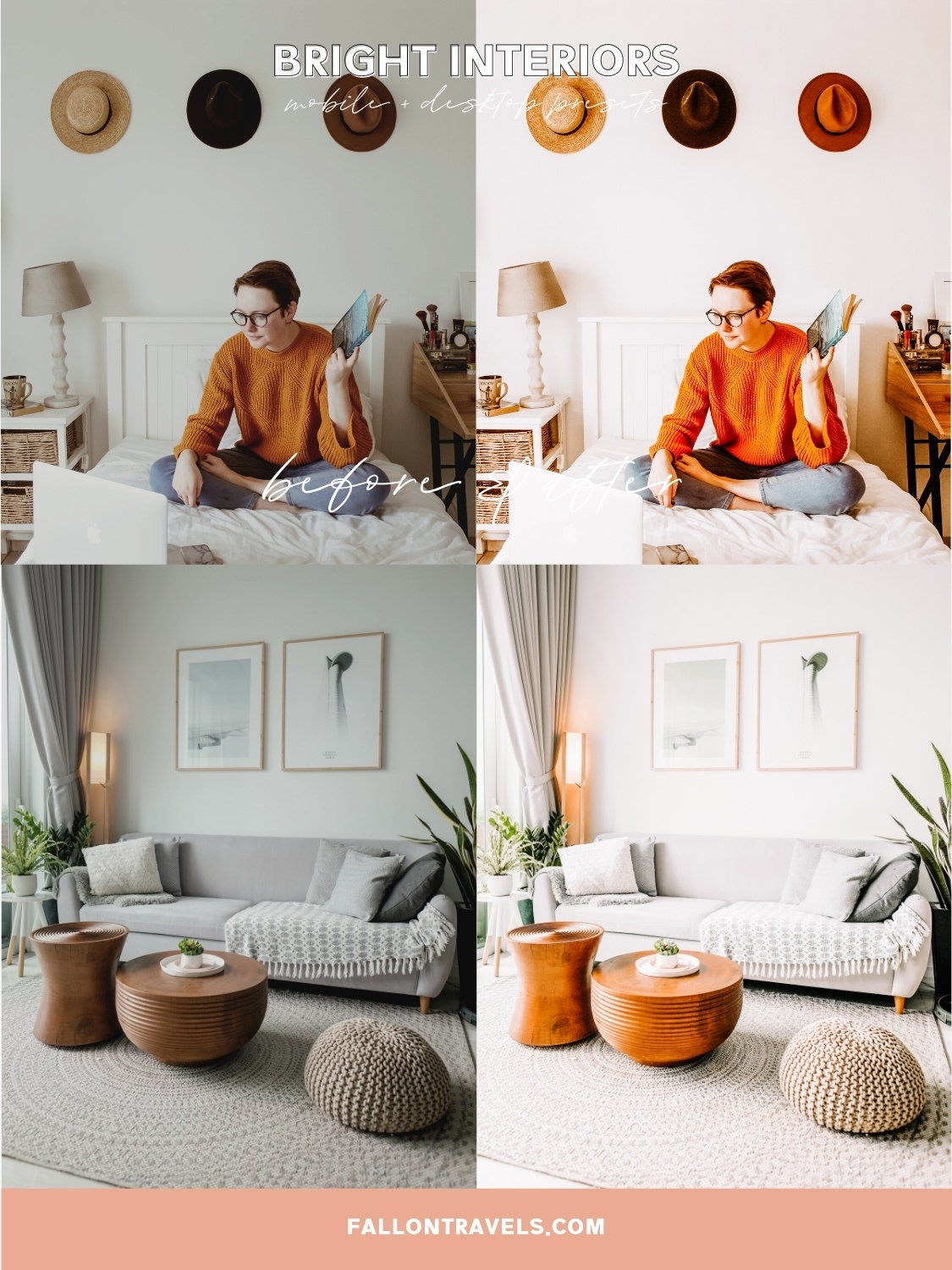 5 Bright Interiors Lightroom Mobile & Desktop Presets, Clean White Home Photo Editing Filter for Real Estate Instagram, Family Indoor Preset