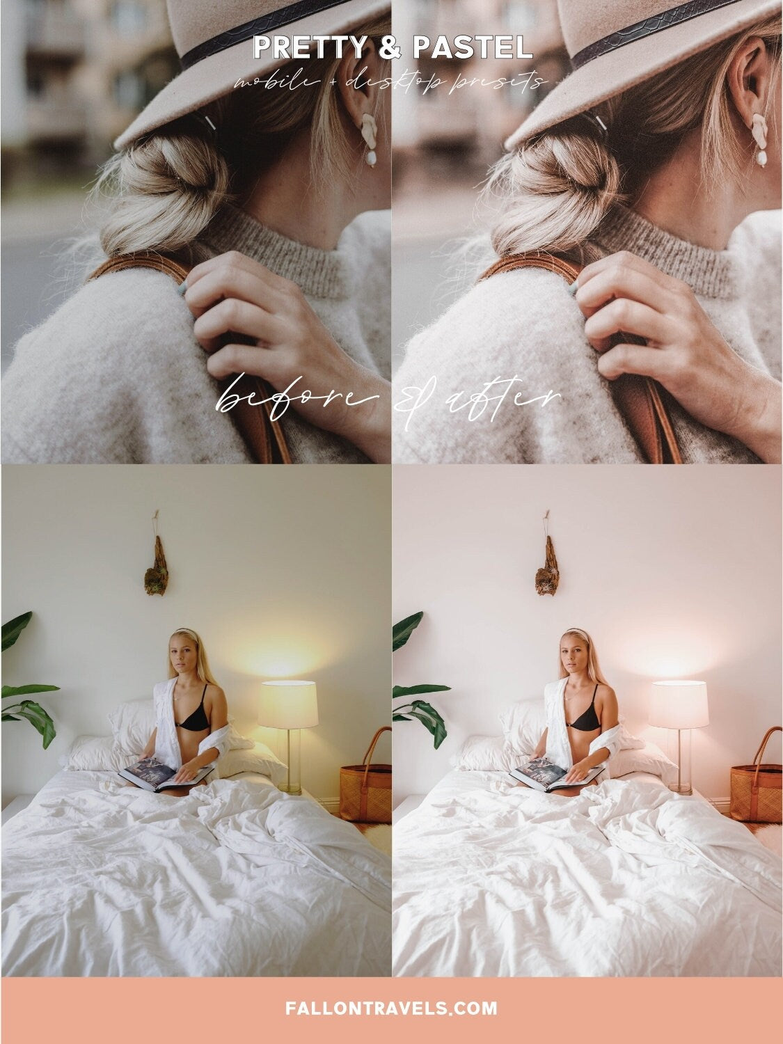 5 Pastel Pink Lightroom Mobile & Desktop Presets, Dreamy Soft Photo Filter for Instagram Influencer, Bright Airy Spring Blogger Preset