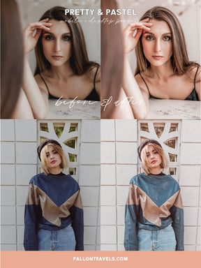 5 Pastel Pink Lightroom Mobile & Desktop Presets, Dreamy Soft Photo Filter for Instagram Influencer, Bright Airy Spring Blogger Preset