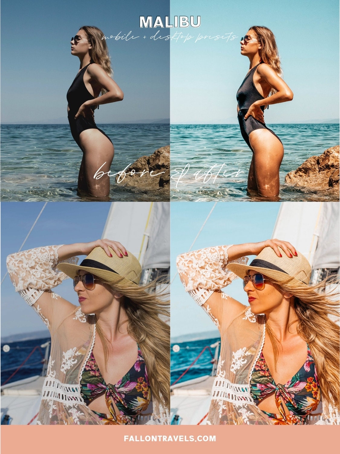 5 Malibu Lightroom Mobile & Desktop Presets, Warm Island Summer Photo Editing Filter for Instagram, Beach Blogger Travel Influencer Preset