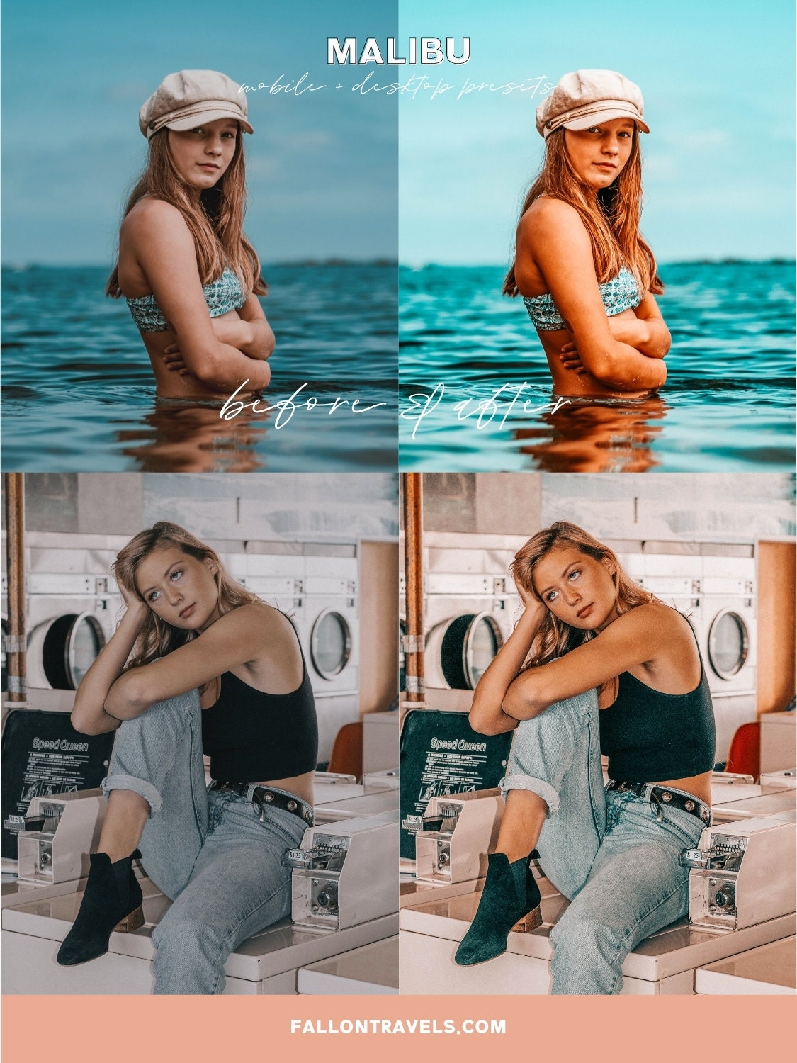 5 Malibu Lightroom Mobile & Desktop Presets, Warm Island Summer Photo Editing Filter for Instagram, Beach Blogger Travel Influencer Preset