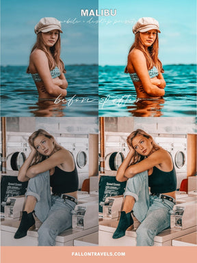 5 Malibu Lightroom Mobile & Desktop Presets, Warm Island Summer Photo Editing Filter for Instagram, Beach Blogger Travel Influencer Preset