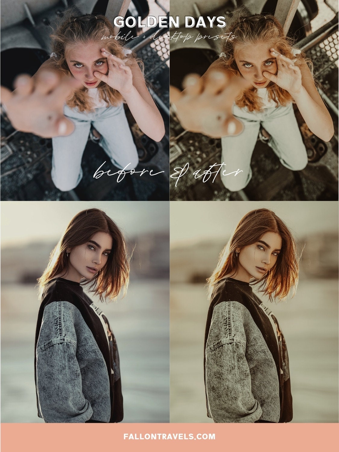 5 Golden Hour Lightroom Mobile & Desktop Presets, Warm Honey Photo Filter for Instagram Blogger, Vintage Lifestyle Portrait Preset