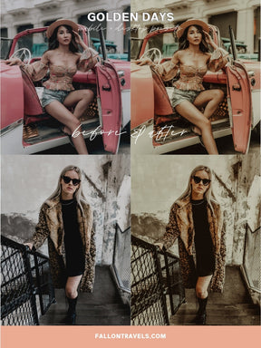 5 Golden Hour Lightroom Mobile & Desktop Presets, Warm Honey Photo Filter for Instagram Blogger, Vintage Lifestyle Portrait Preset