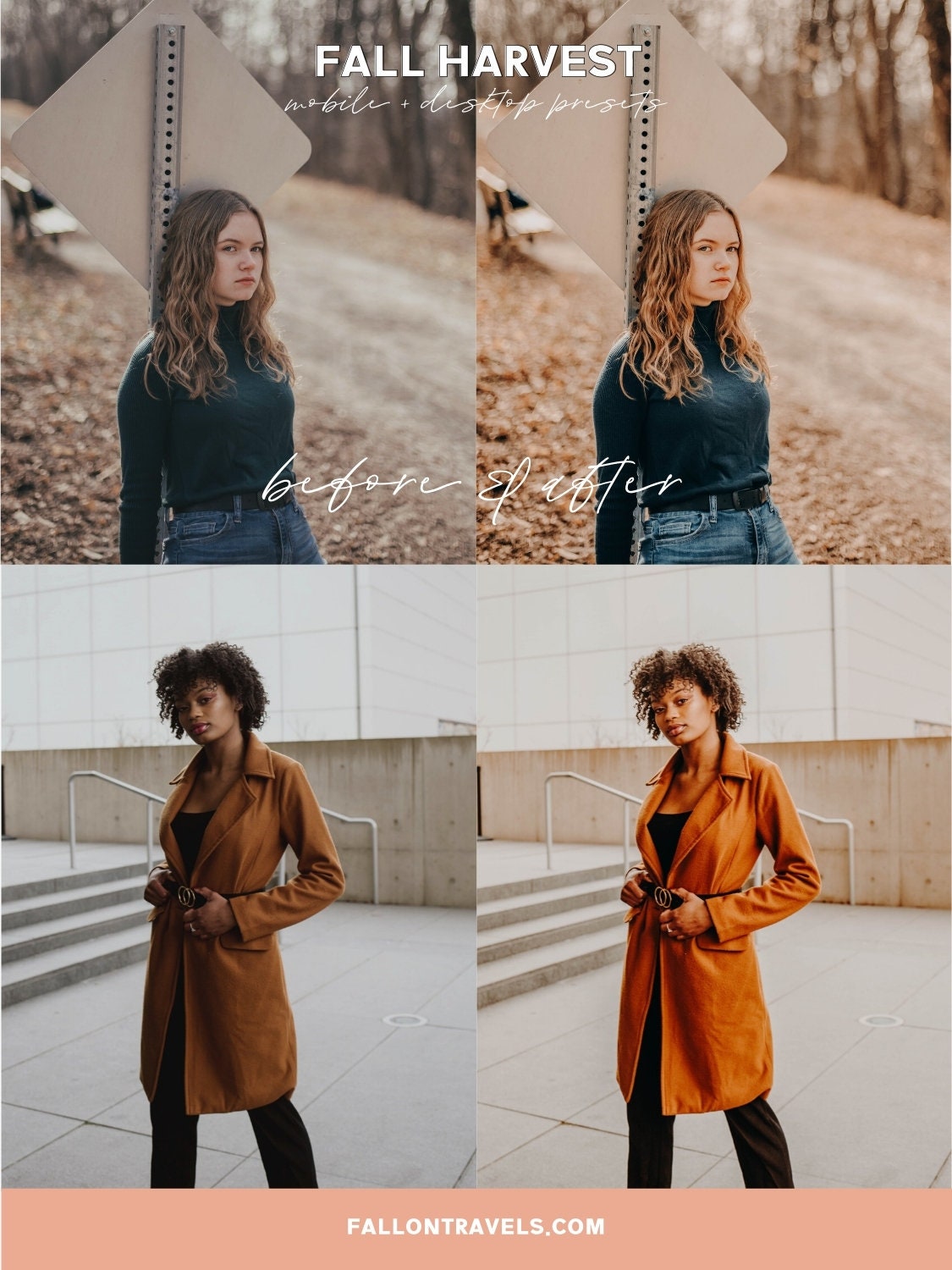 5 Fall Harvest Mobile & Desktop Lightroom Presets, Cozy Autumn Tones Filter for Fall Instagram Photo, Warm Outdoor Preset