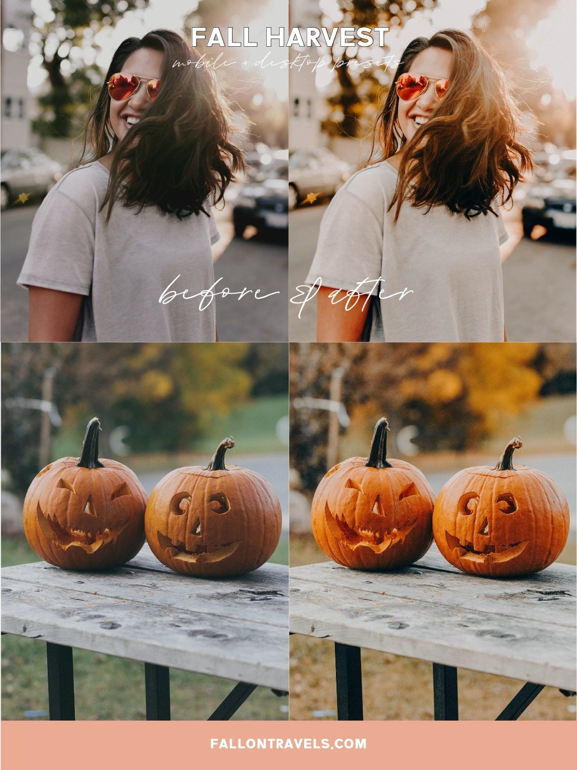 5 Fall Harvest Mobile & Desktop Lightroom Presets, Cozy Autumn Tones Filter for Fall Instagram Photo, Warm Outdoor Preset