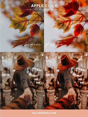 5 Apple Cider Mobile & Desktop Lightroom Presets, Vibrant Red Tones iPhone Filter for Insta Photo Editing, Fall Harvest Preset