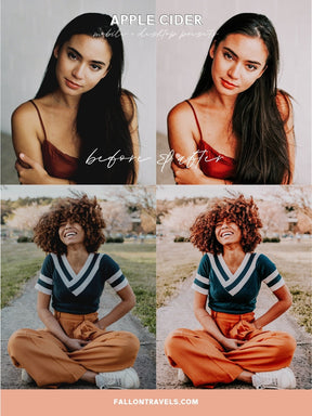 5 Apple Cider Mobile & Desktop Lightroom Presets, Vibrant Red Tones iPhone Filter for Insta Photo Editing, Fall Harvest Preset