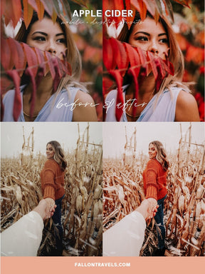 5 Apple Cider Mobile & Desktop Lightroom Presets, Vibrant Red Tones iPhone Filter for Insta Photo Editing, Fall Harvest Preset