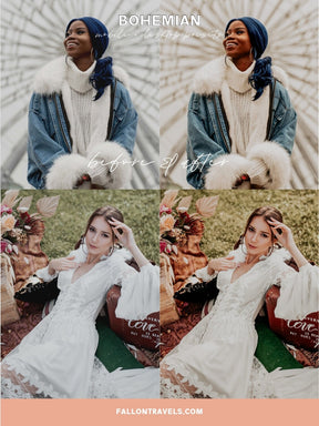 5 Bohemian Lightroom Mobile & Desktop Presets, Rich Moody Tones Pink Photo Filter for Instagram, Rustic Boho Vintage Blogger Preset