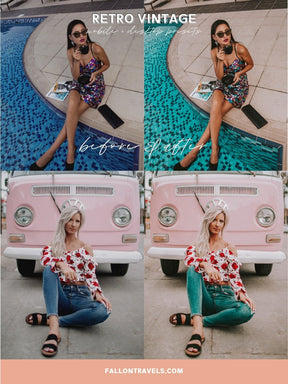 5 Retro Vintage Mobile & Desktop Lightroom Presets, Photo Editing Preset for Instagram Influencer, Summer Presets for Travel Blogger