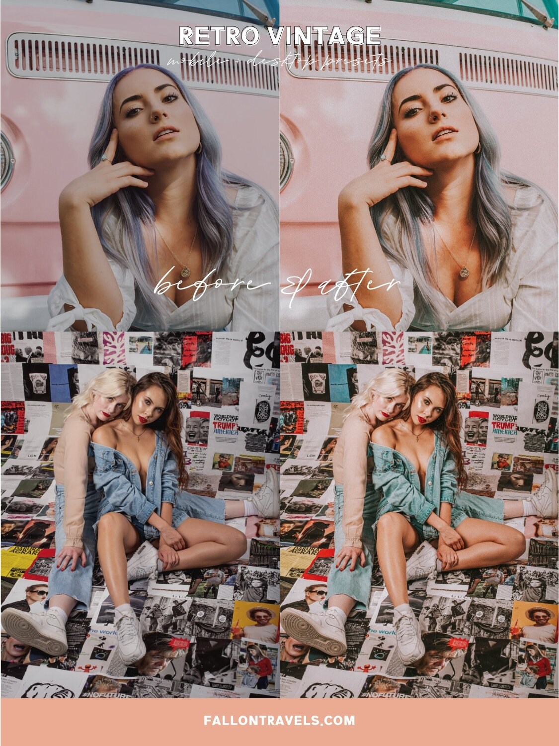 5 Retro Vintage Mobile & Desktop Lightroom Presets, Photo Editing Preset for Instagram Influencer, Summer Presets for Travel Blogger