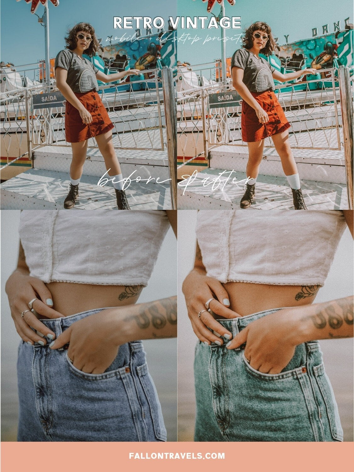 5 Retro Vintage Mobile & Desktop Lightroom Presets, Photo Editing Preset for Instagram Influencer, Summer Presets for Travel Blogger