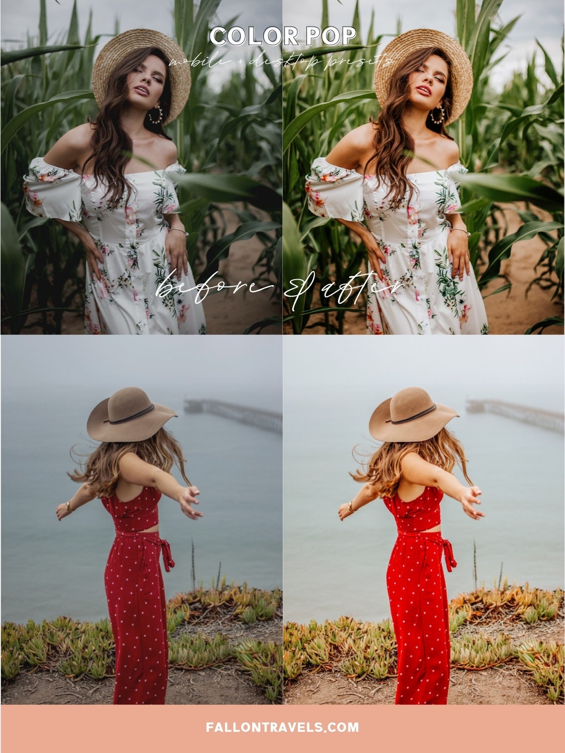 5 Color Pop Lightroom Mobile & Desktop Presets, Vibrant iPhone Photo Editing for Instagram Blogger, Bright Summer Travel Influencer Filter