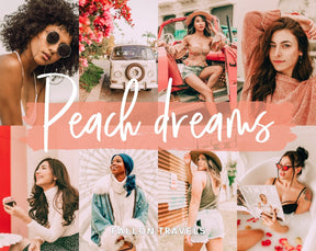 5 Peach Dreams Lightroom Mobile & Desktop Presets, Bright Orange Pink Photo Editing for Instagram Blogger, Warm Airy Lifestyle Filter