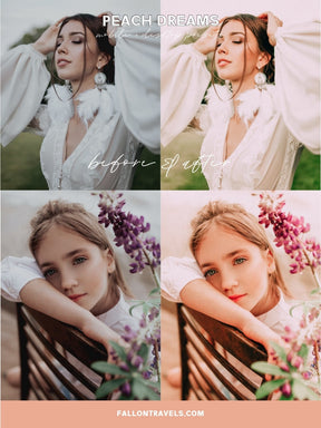5 Peach Dreams Lightroom Mobile & Desktop Presets, Bright Orange Pink Photo Editing for Instagram Blogger, Warm Airy Lifestyle Filter