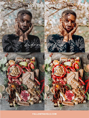 5 Holiday Cheer Lightroom Mobile & Desktop Presets, Vibrant Cozy Home Christmas Photo Editing for Instagram Blogger, Bright Winter Filter