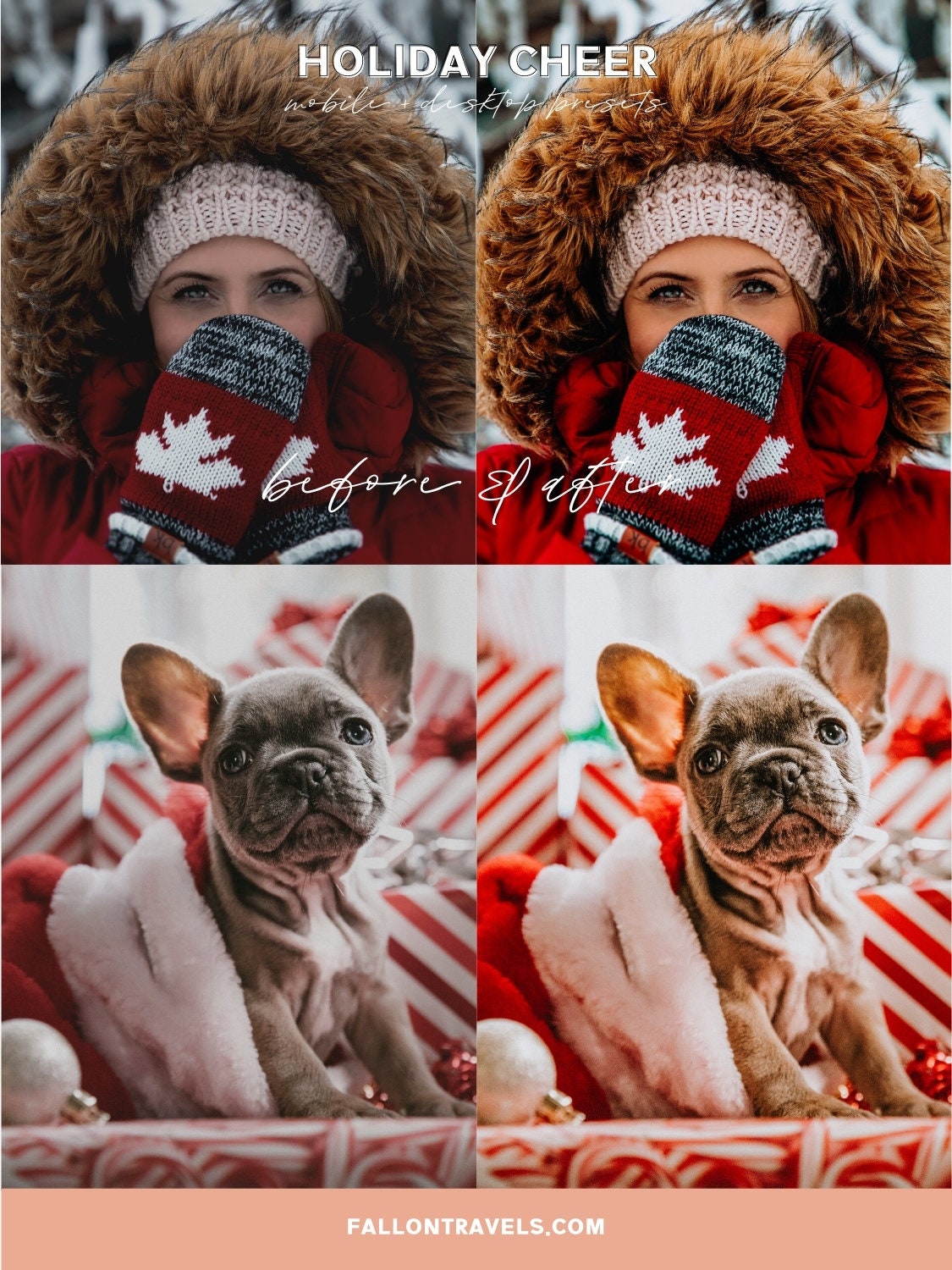 5 Holiday Cheer Lightroom Mobile & Desktop Presets, Vibrant Cozy Home Christmas Photo Editing for Instagram Blogger, Bright Winter Filter