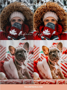 5 Holiday Cheer Lightroom Mobile & Desktop Presets, Vibrant Cozy Home Christmas Photo Editing for Instagram Blogger, Bright Winter Filter