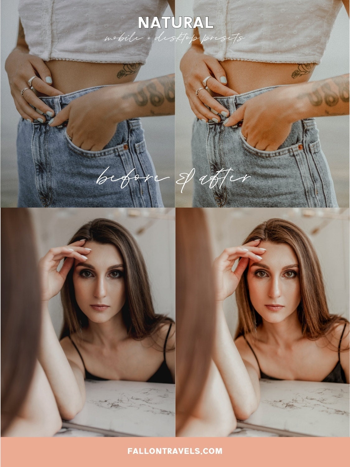 5 Natural Tones Mobile & Desktop Lightroom Presets, Beige Clean Outdoor Photo Editing Filter for Instagram Influencer Lifestyle Blogger