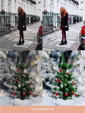 5 Snow Day Lightroom Mobile & Desktop Presets, Bright White Winter Photo Editing, Cool Clean Tones Instagram Filter for Holiday Season