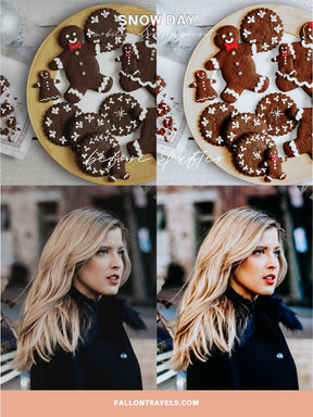 5 Snow Day Lightroom Mobile & Desktop Presets, Bright White Winter Photo Editing, Cool Clean Tones Instagram Filter for Holiday Season