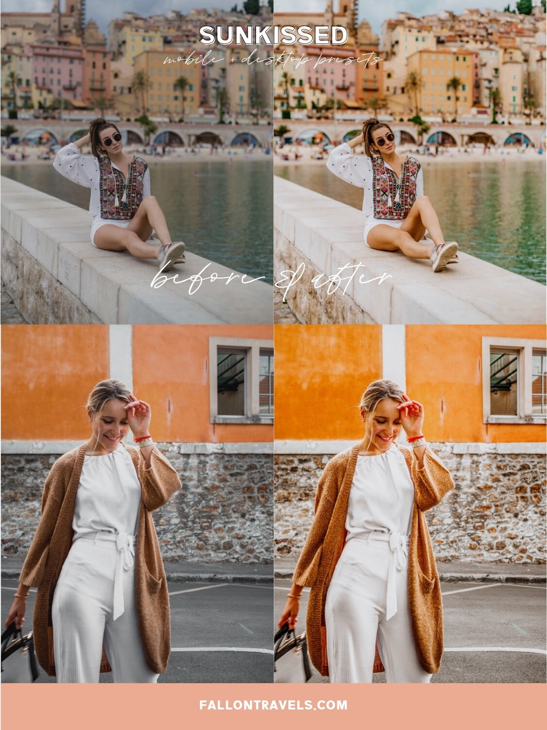 5 Sunkissed Lightroom Mobile & Desktop Presets, Beach Summer Photo Editing Filter for Instagram Influencer, Warm Travel Blogger Preset