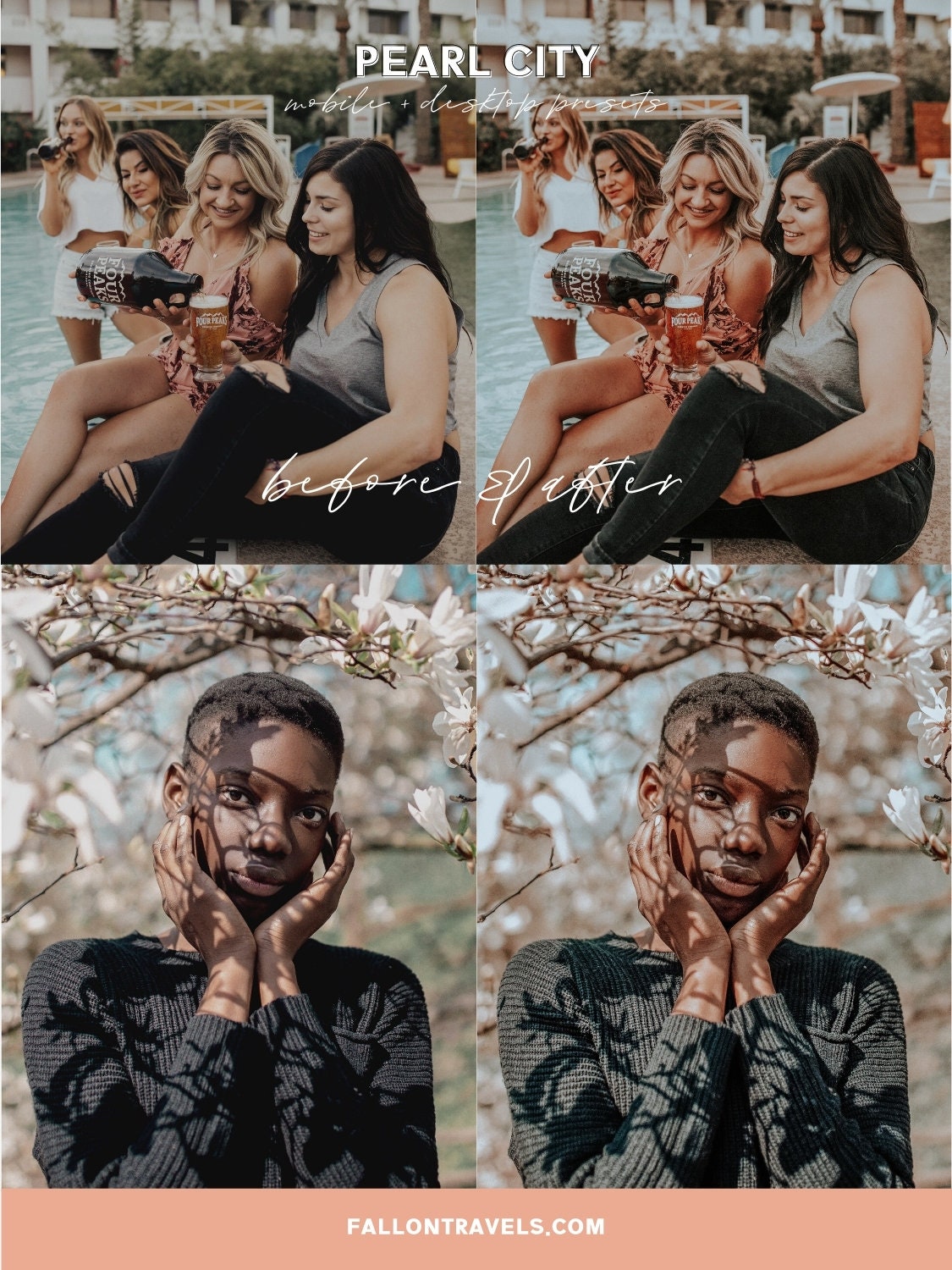 5 Pearl City Lightroom Mobile & Desktop Presets, Gray Cool Tones Photo Editing for Instagram, Blue Urban Fashion Filter for Bloggers