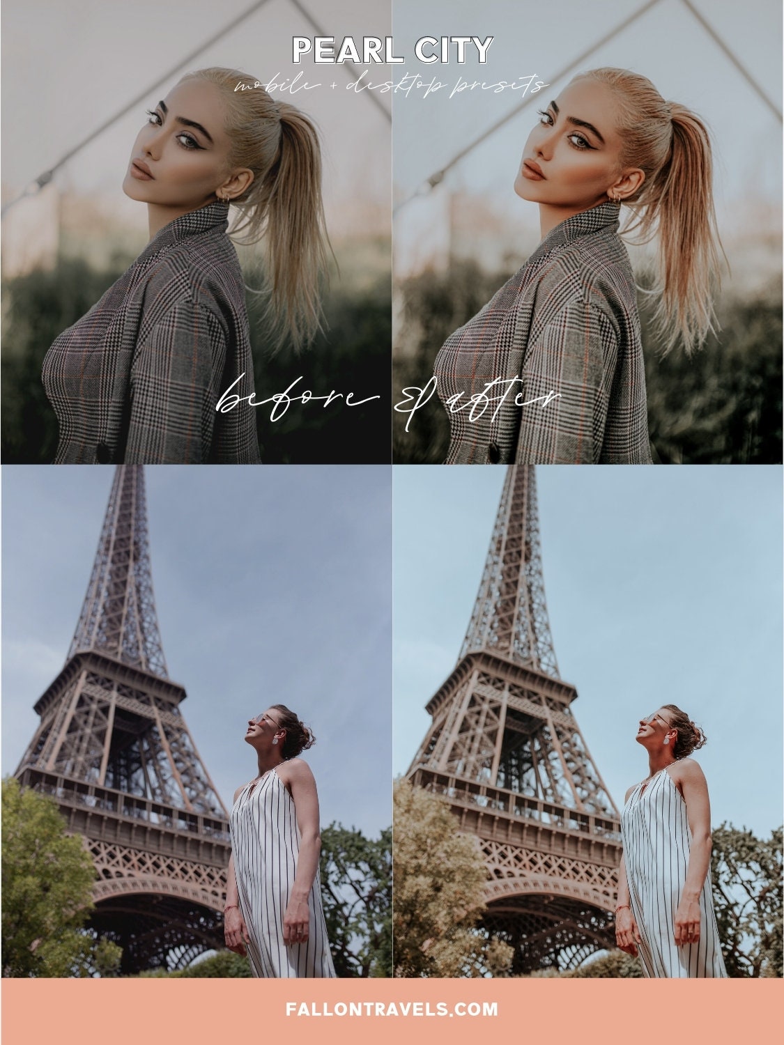 5 Pearl City Lightroom Mobile & Desktop Presets, Gray Cool Tones Photo Editing for Instagram, Blue Urban Fashion Filter for Bloggers
