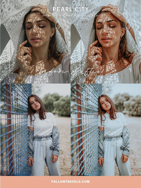 5 Pearl City Lightroom Mobile & Desktop Presets, Gray Cool Tones Photo Editing for Instagram, Blue Urban Fashion Filter for Bloggers