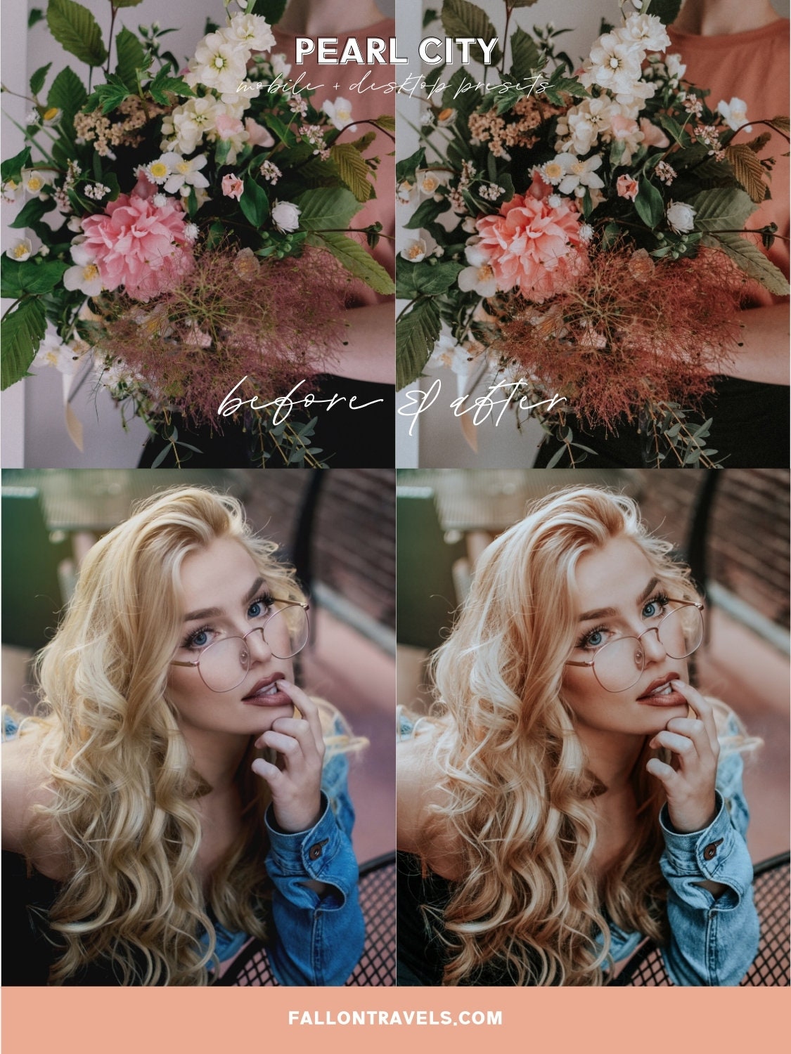 5 Pearl City Lightroom Mobile & Desktop Presets, Gray Cool Tones Photo Editing for Instagram, Blue Urban Fashion Filter for Bloggers