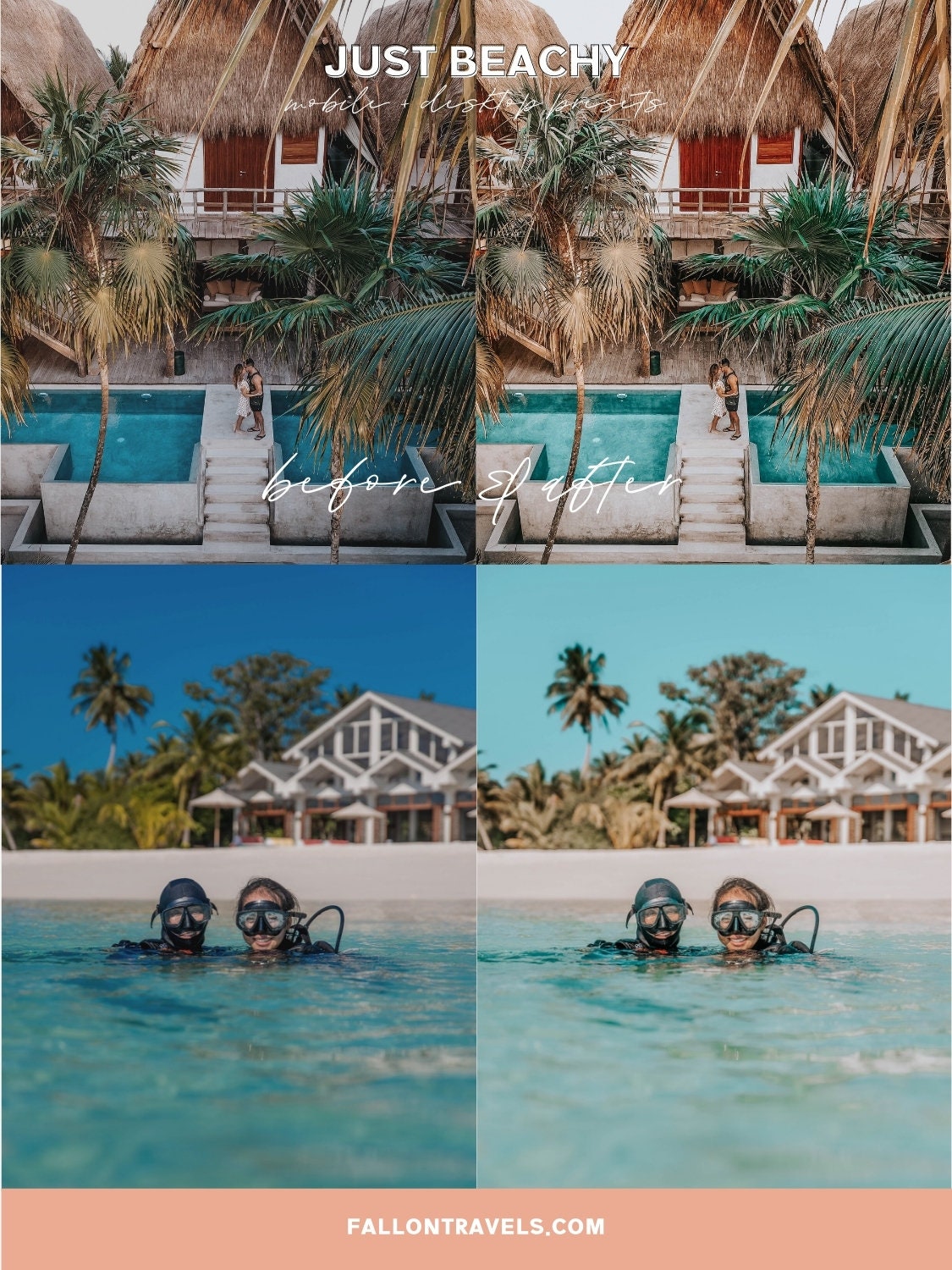 5 Beach Lightroom Mobile & Desktop Presets, Blue Water Photo Editing Filter for Summer Travel, Ocean Instagram Influencer Tropical Preset