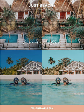5 Beach Lightroom Mobile & Desktop Presets, Blue Water Photo Editing Filter for Summer Travel, Ocean Instagram Influencer Tropical Preset
