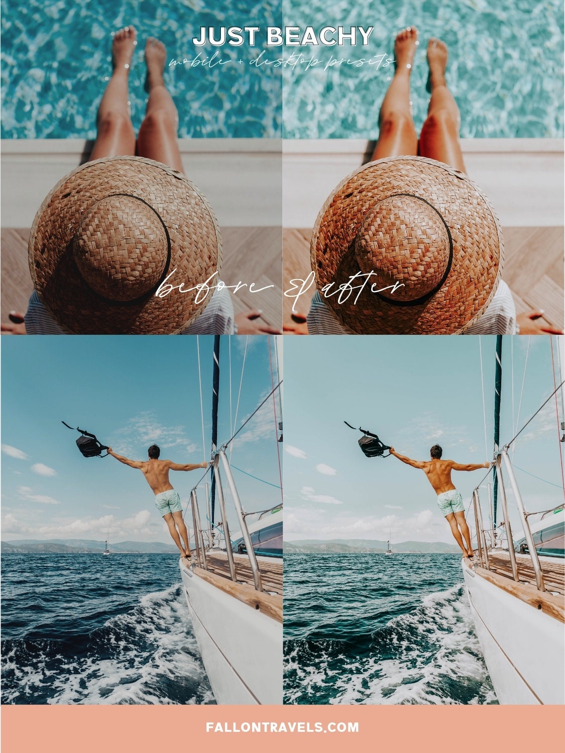 5 Beach Lightroom Mobile & Desktop Presets, Blue Water Photo Editing Filter for Summer Travel, Ocean Instagram Influencer Tropical Preset