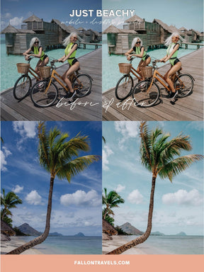 5 Beach Lightroom Mobile & Desktop Presets, Blue Water Photo Editing Filter for Summer Travel, Ocean Instagram Influencer Tropical Preset