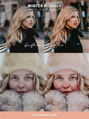 5 Winter Wonder Lightroom Mobile & Desktop Presets, Christmas Pink Tones Instagram Photo Editing, Bright White Snow Holiday Filter