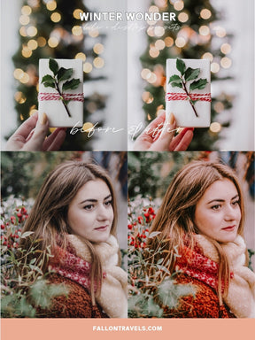 5 Winter Wonder Lightroom Mobile & Desktop Presets, Christmas Pink Tones Instagram Photo Editing, Bright White Snow Holiday Filter