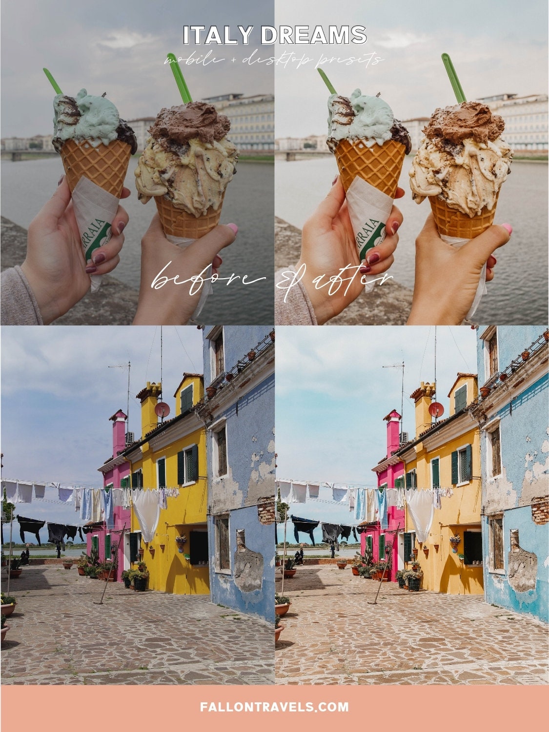 5 Italy Travel Lightroom Mobile & Desktop Presets for Bloggers, Warm Summer Photo Editing Filter for Instagram Influencer