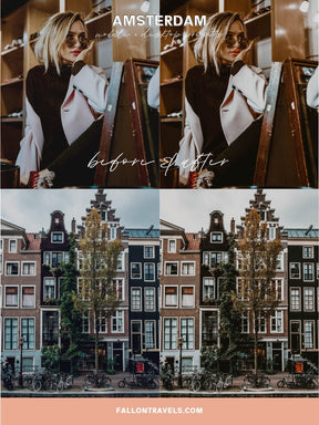 5 Amsterdam Lightroom Mobile & Desktop Presets, Moody Travel Photo Editing Filter for Instagram, Dark Warm Vintage Preset for Bloggers