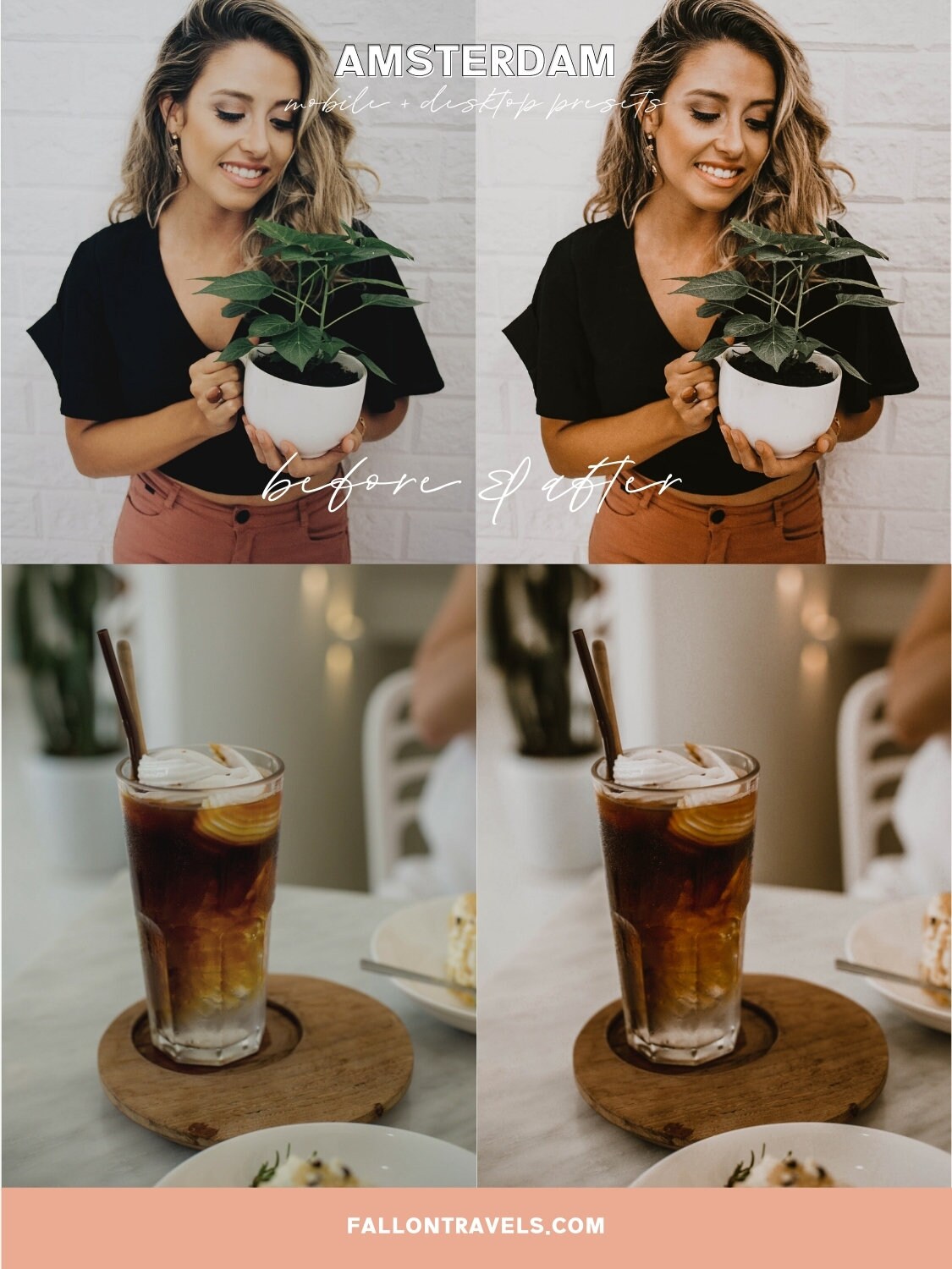 5 Amsterdam Lightroom Mobile & Desktop Presets, Moody Travel Photo Editing Filter for Instagram, Dark Warm Vintage Preset for Bloggers