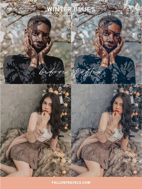 5 Winter Blues Lightroom Mobile & Desktop Presets, Cool Christmas Tones Photo Editing for Instagram, Xmas Season iPhone Filter