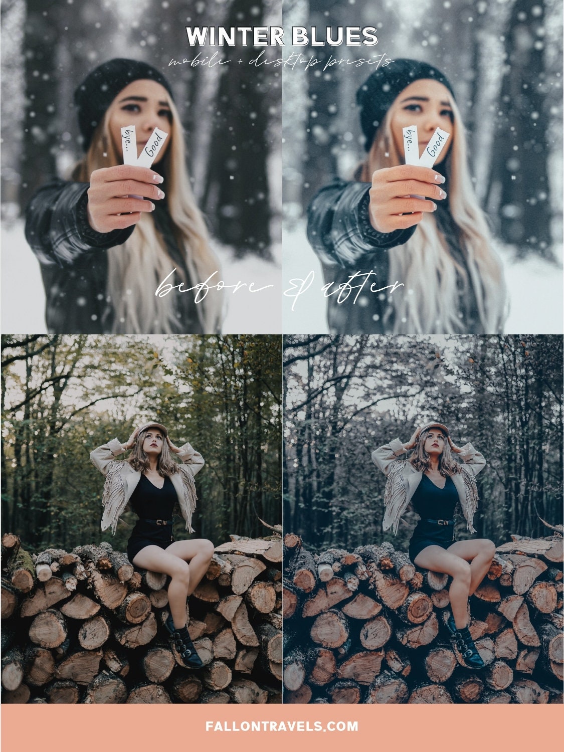 5 Winter Blues Lightroom Mobile & Desktop Presets, Cool Christmas Tones Photo Editing for Instagram, Xmas Season iPhone Filter