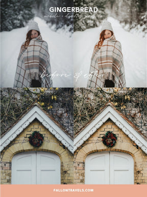 5 Gingerbread Lightroom Mobile & Desktop Presets, Warm Beige Photo Editing Filter for Instagram, Clean Tones Christmas Holiday Preset